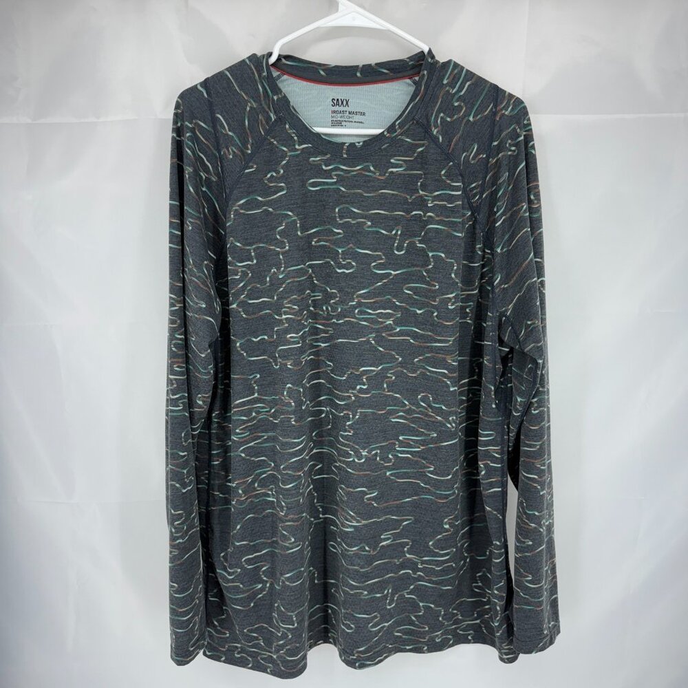 SAXX Men XL Roast Master Mid Weight Shirt Long Sleeve Thermal Layer Printed Top